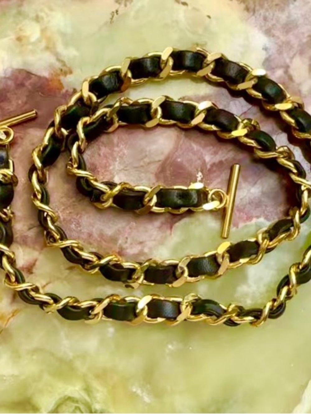 VINTAGE CHANEL XL SUPERMODEL TOTE REPLACEMENT CHAIN STRAP GOLD BLACK 33" 188g